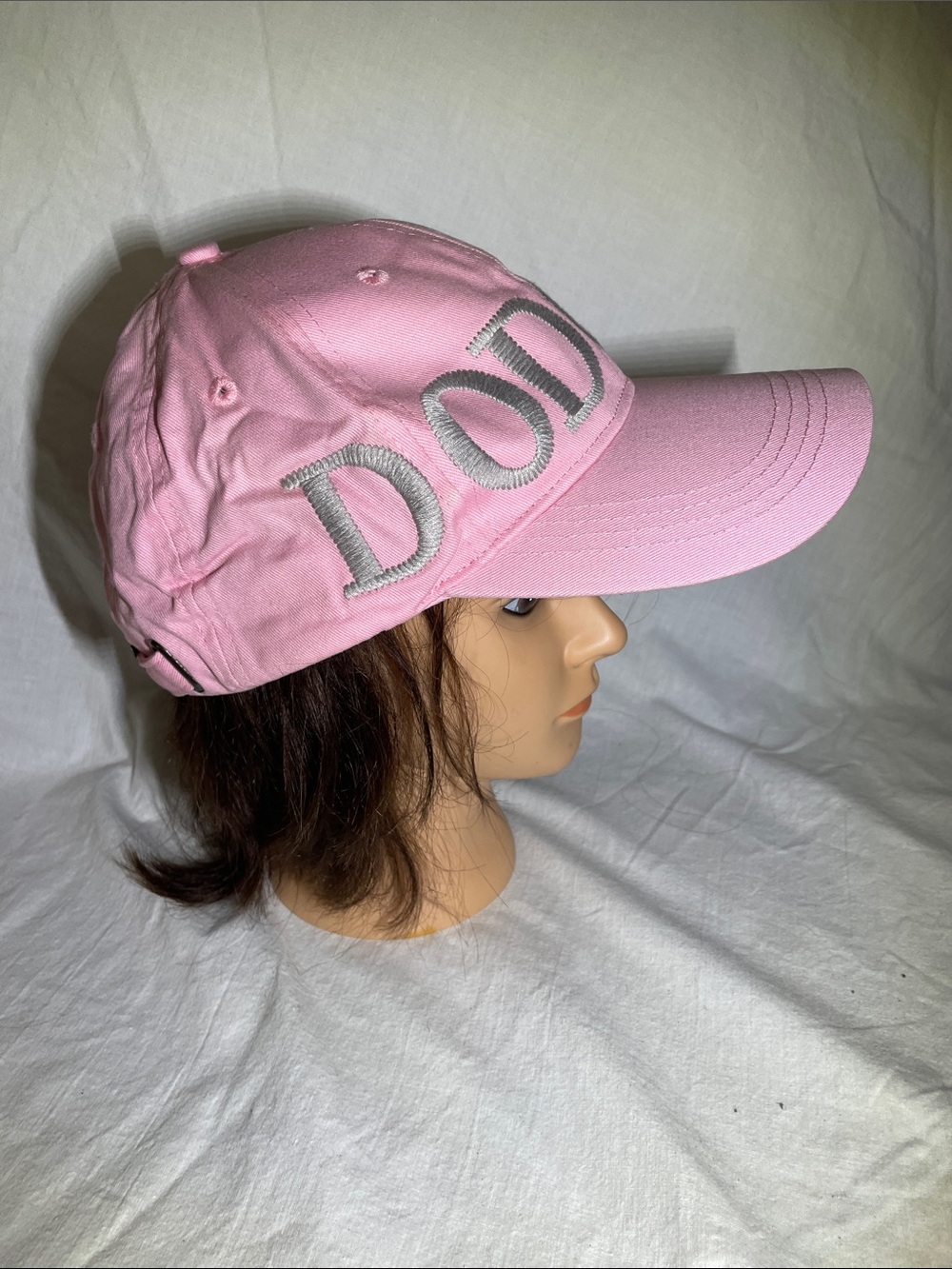 Soft Pink Baseball Cap with Gray 'DODGING' Embroidery - Women's Hat